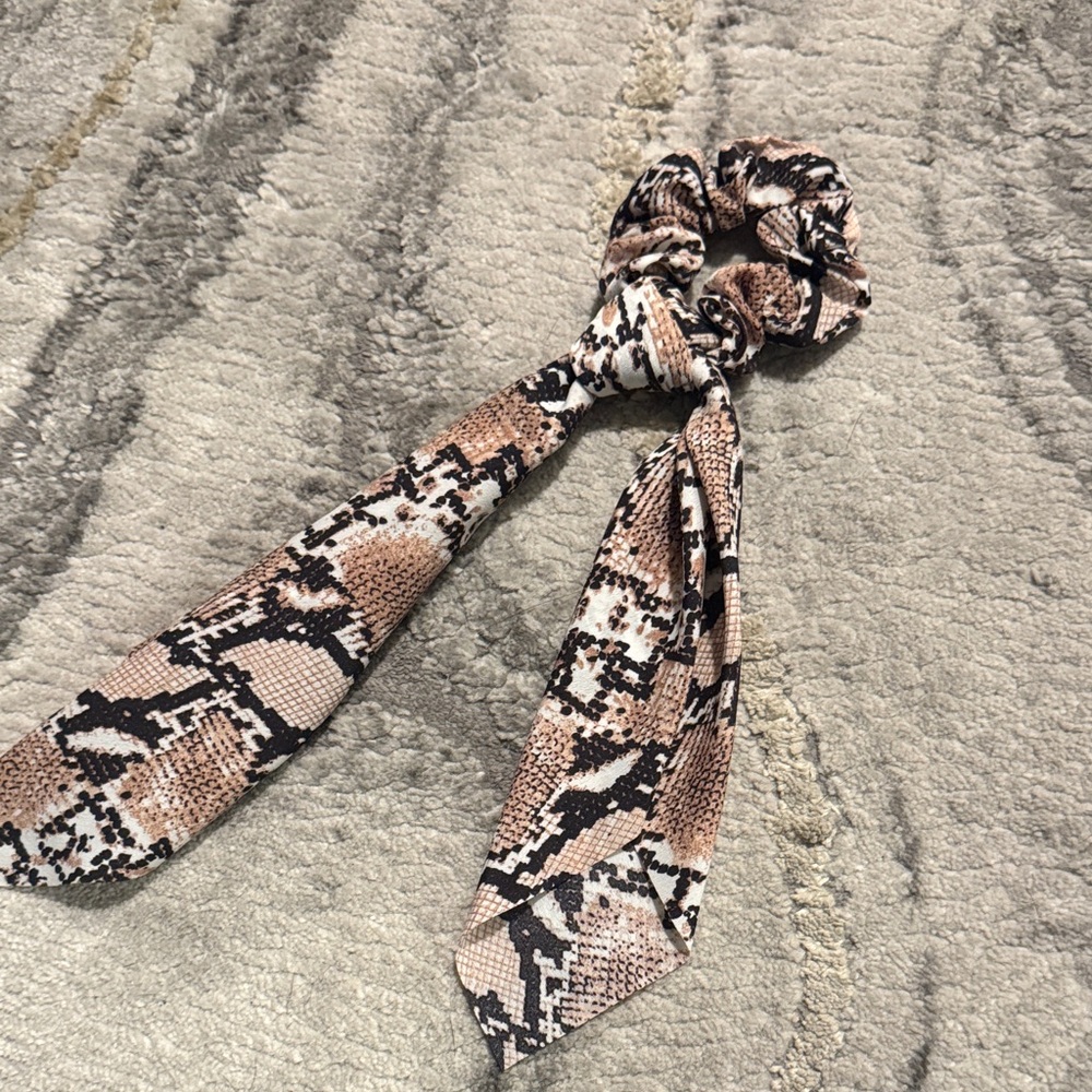Snake Print Hair Scrunchie with Bow